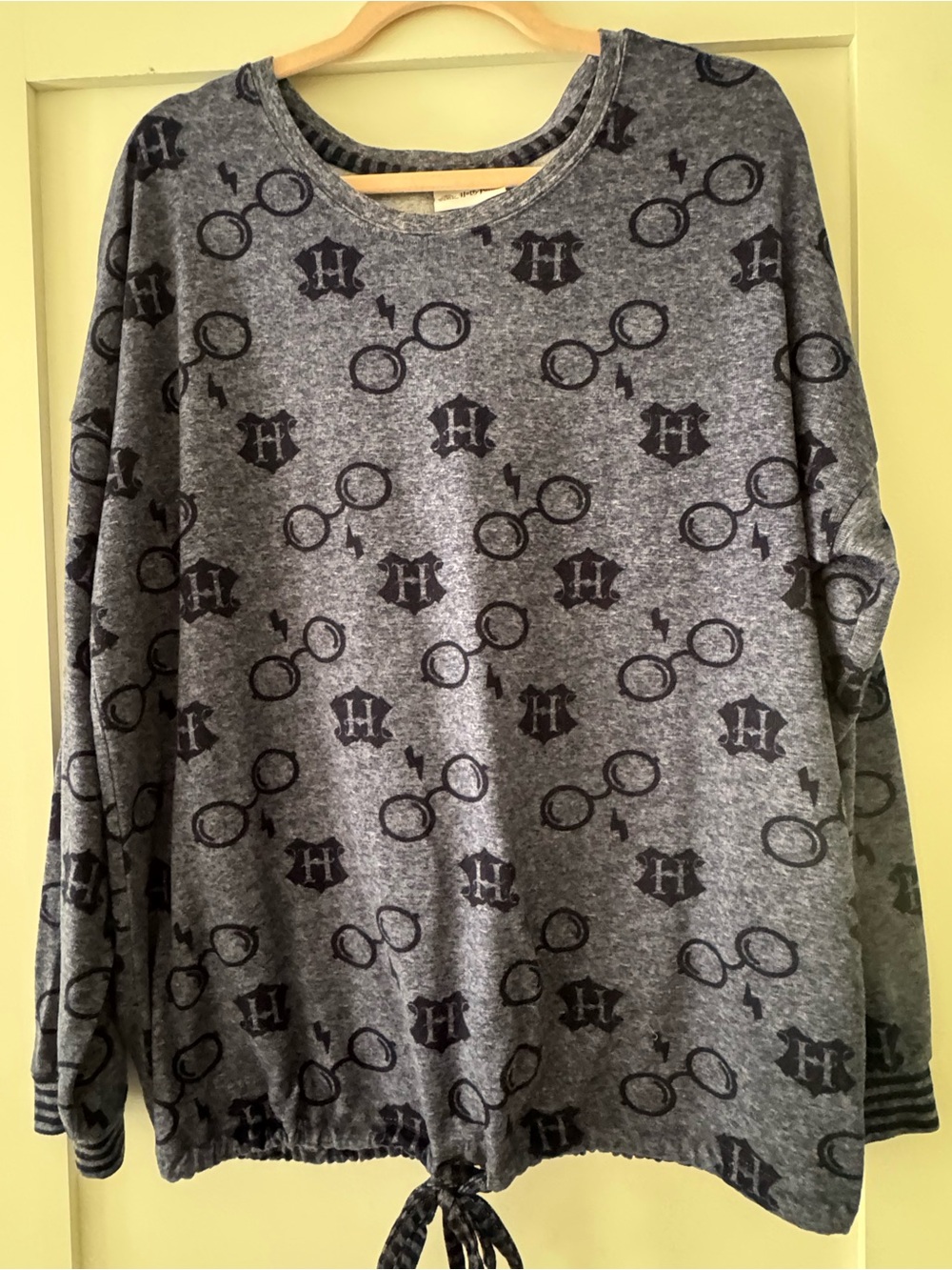 Women’s Grey Harry Potter Print Lightweight Pullover With Waist Drawstring SX XL